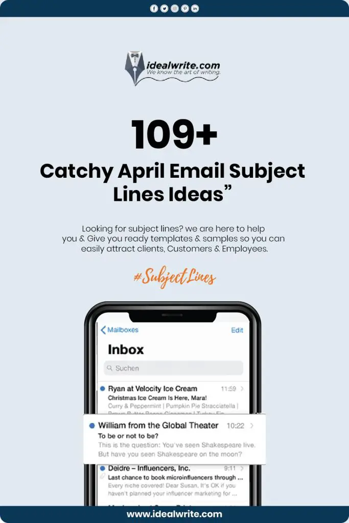 April Subject Lines Samples