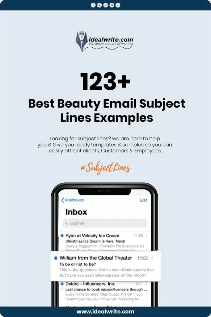 Beauty Email Subject Lines Samples