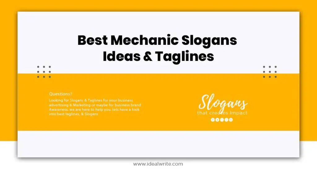 109+ Best Mechanic Slogans Ideas & Taglines - Idealwrite
