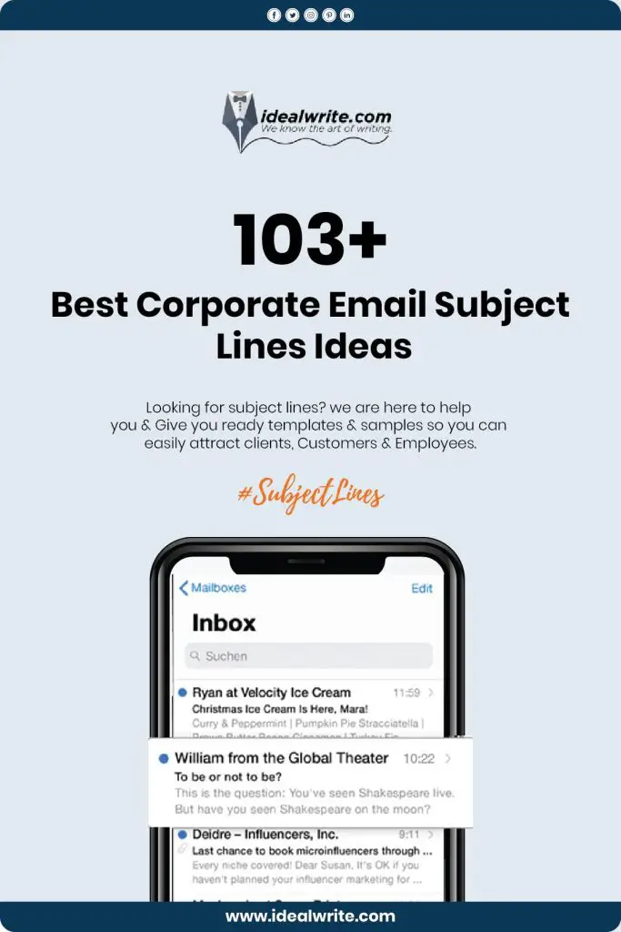 Cathy Corporate Email Subject Lines Samples