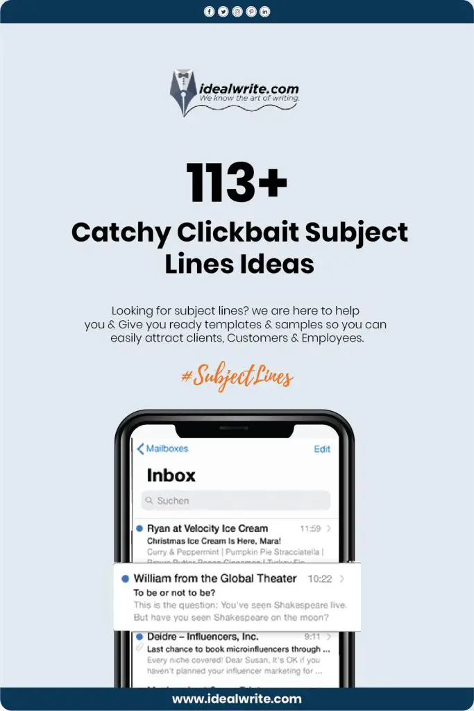 Clickbait Email Subject Lines Samples