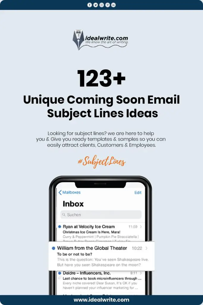 Coming Soon Email Subject Lines Samples