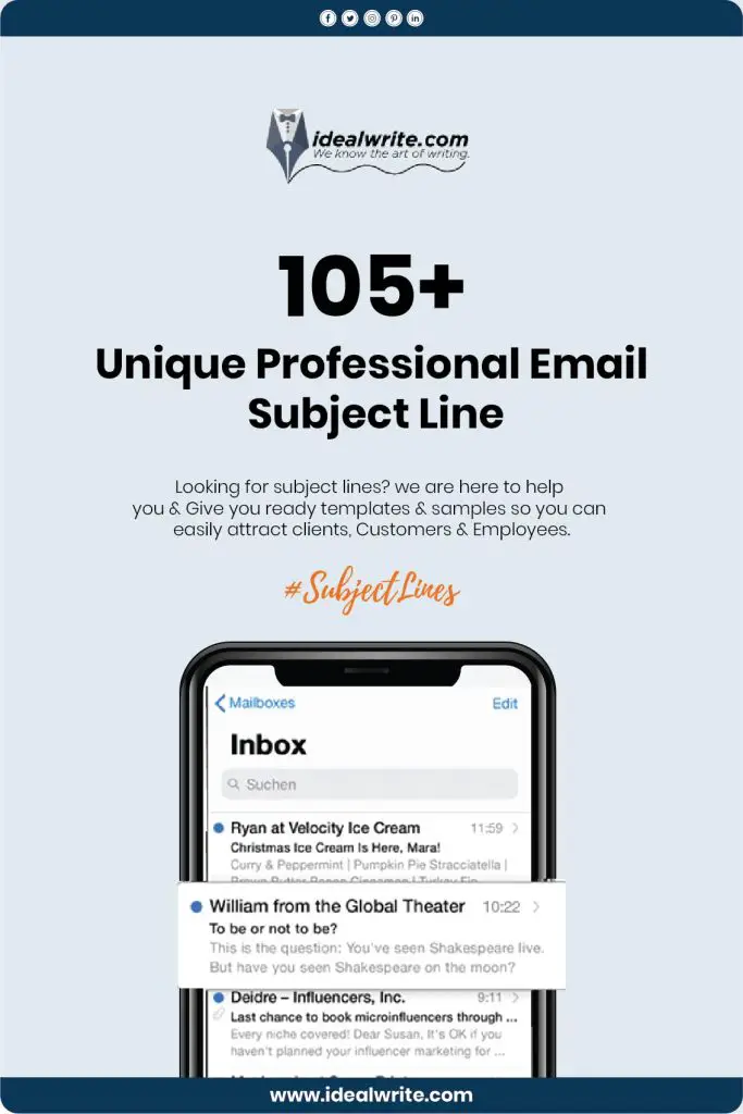 Examples of Subject Lines For Professional Emails