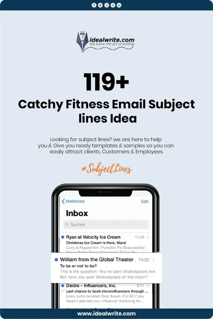 Fitness Email Subject lines Samples