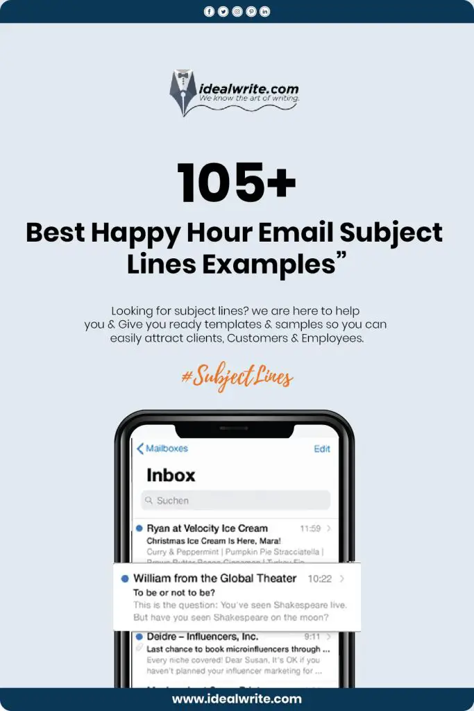 Happy Hour Email Subject Lines Examples