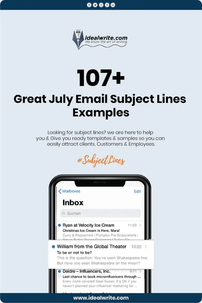 July Email Subject Lines Ideas