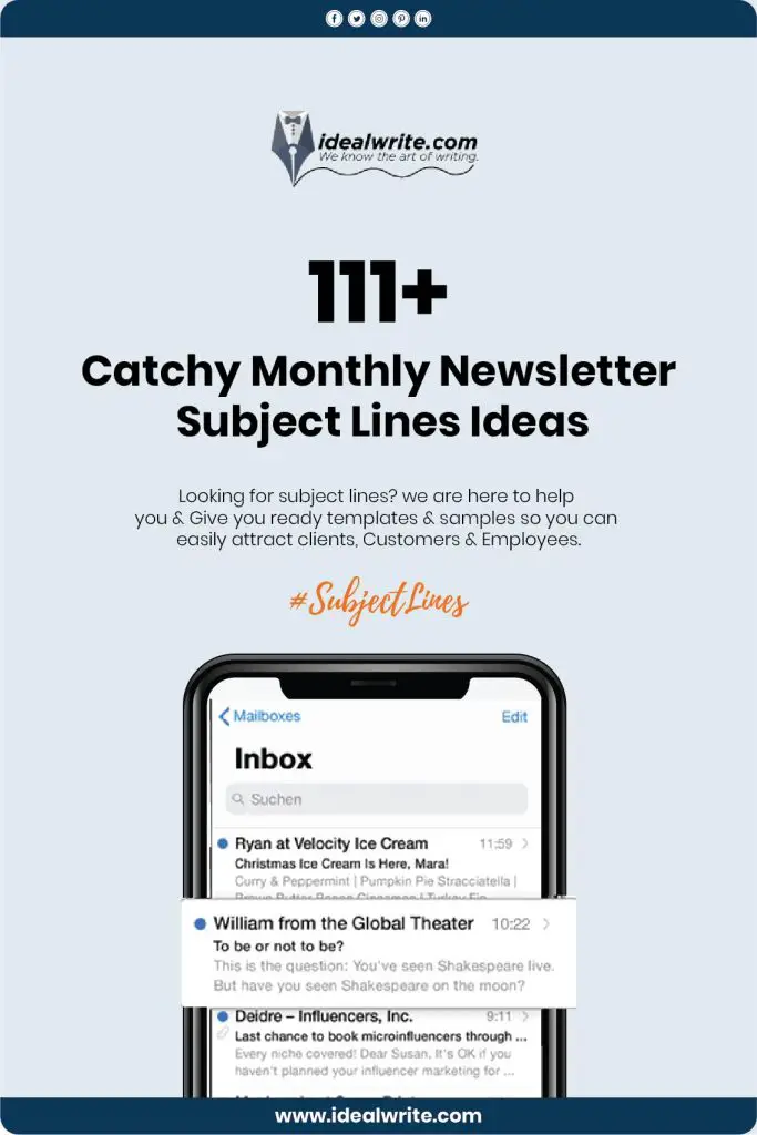 Monthly Newsletter Subject Lines Examples