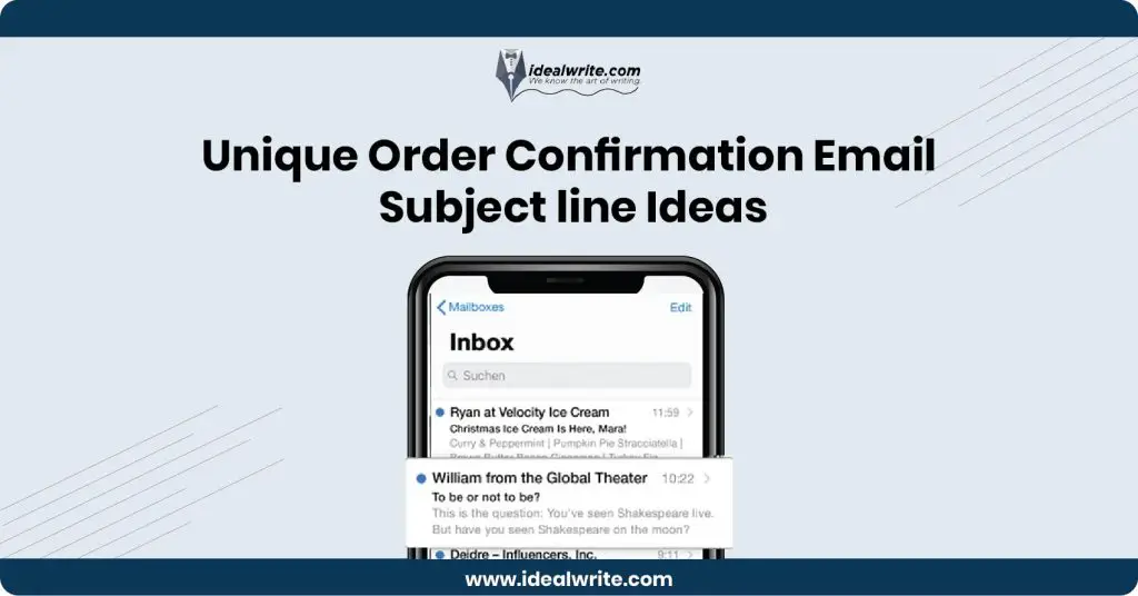 Order Confirmation Email Subject line Sample