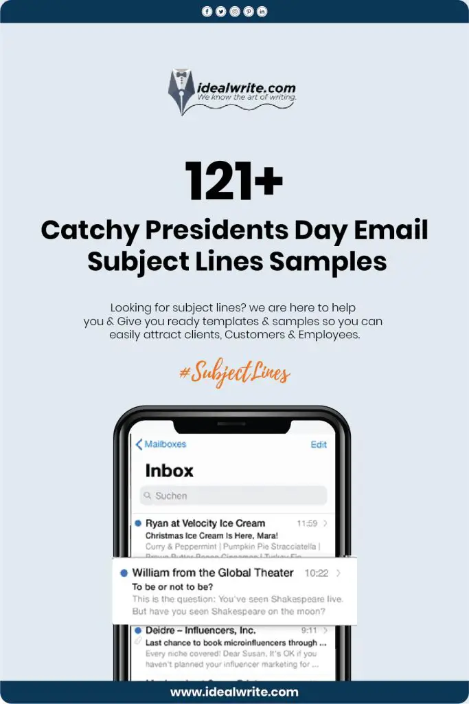Presidents Day Email Subject Lines Sample