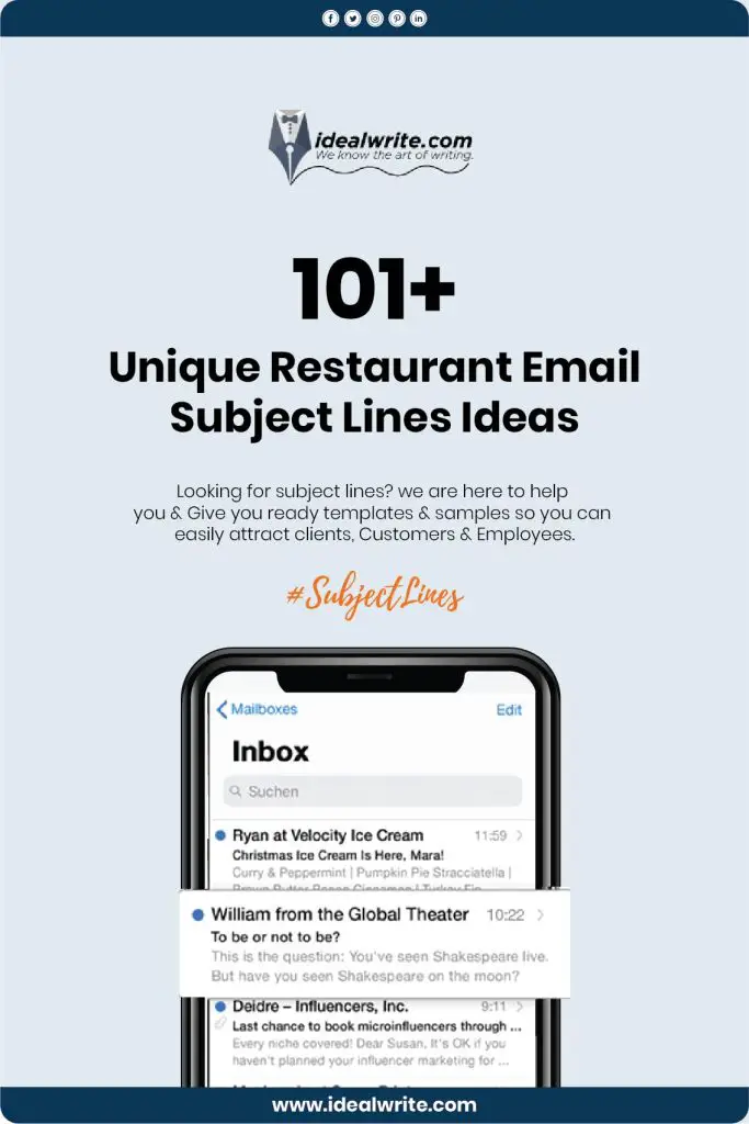 Restaurant Email Subject Lines Examples