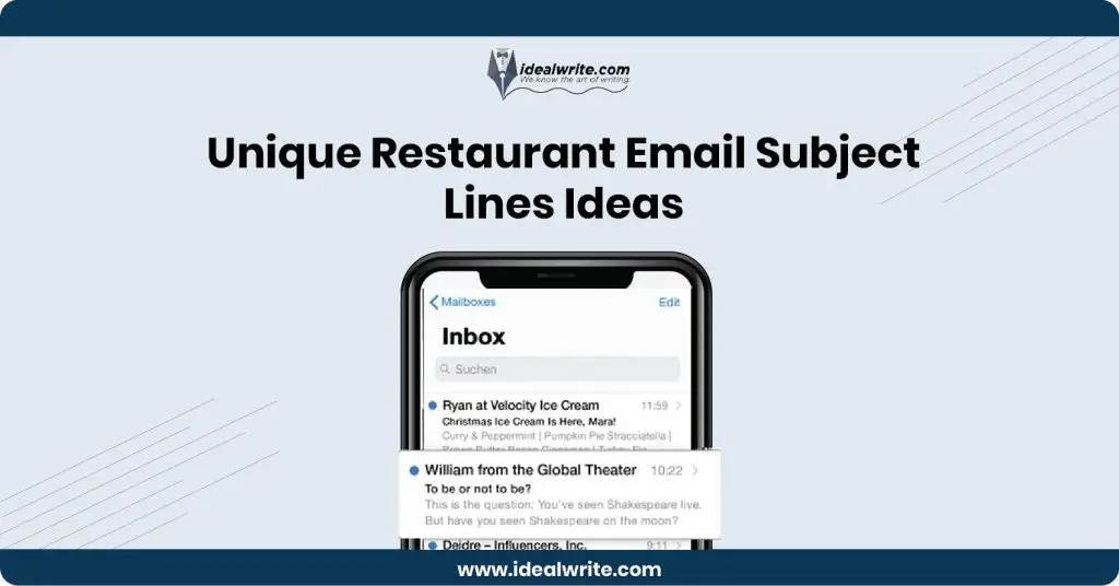 Restaurant Email Subject Lines Samples