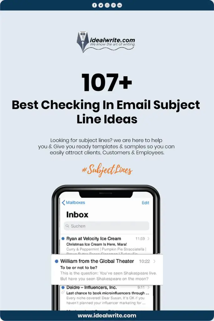 Sample Checking In Email Subject Line