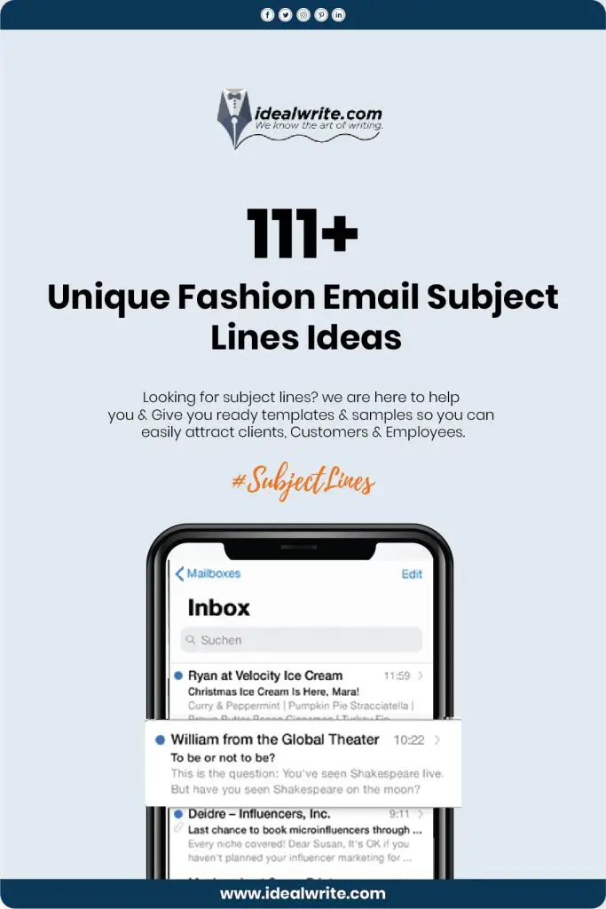 Sample Fashion Email Subject Lines