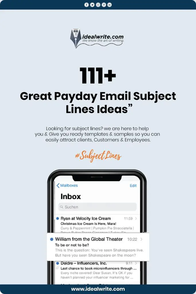 Sample Payday Email Subject Lines