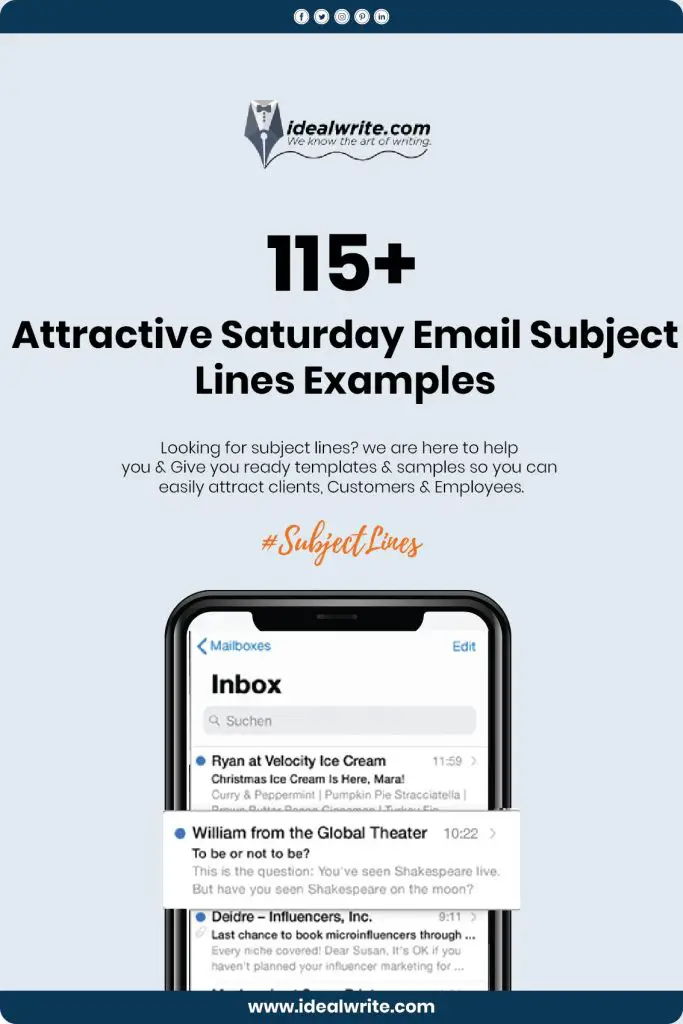 Saturday Email Subject Lines Examples