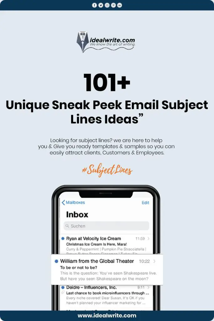 Sneak Peek Email Subject Lines Titles