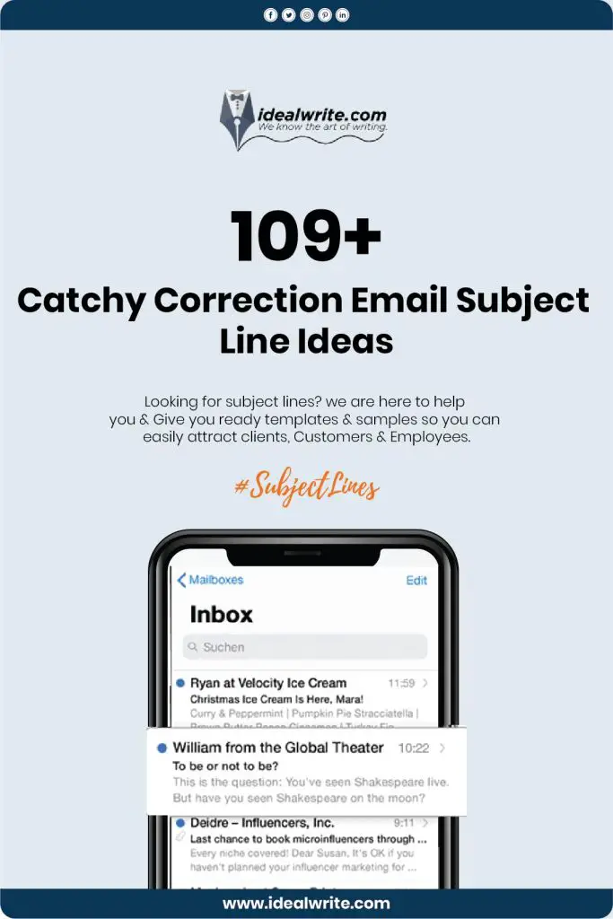 Subject Line for Correction Email Examples