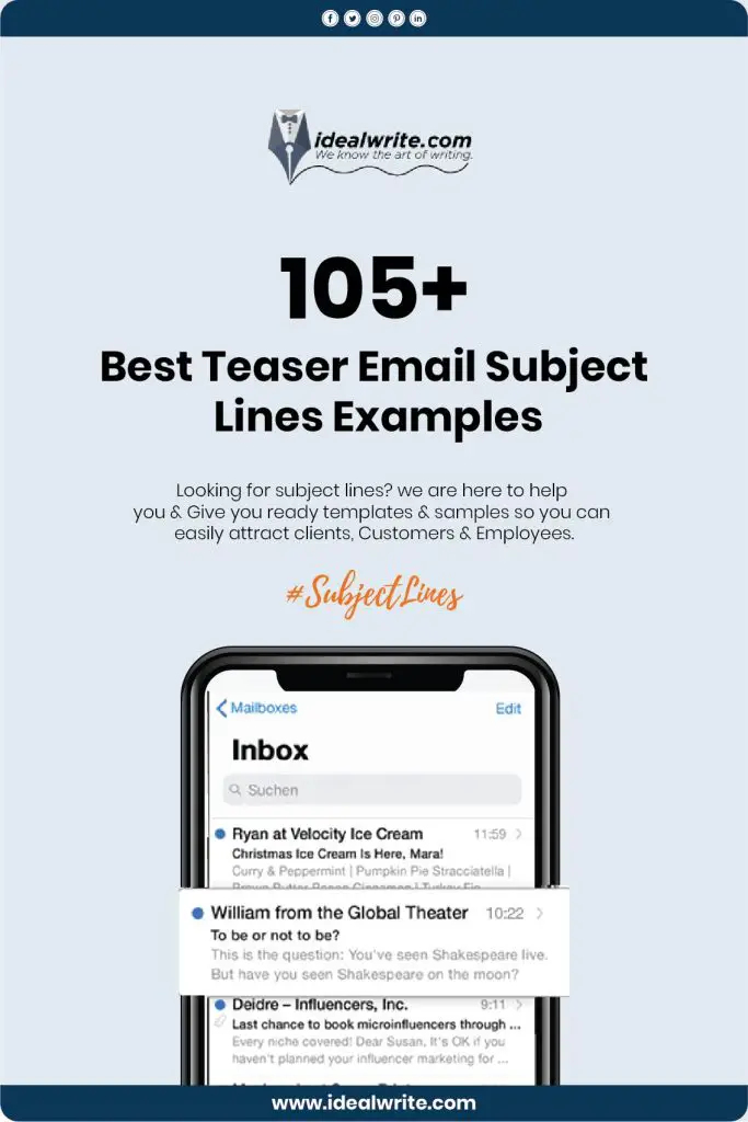 Teaser Email Subject Lines Samples