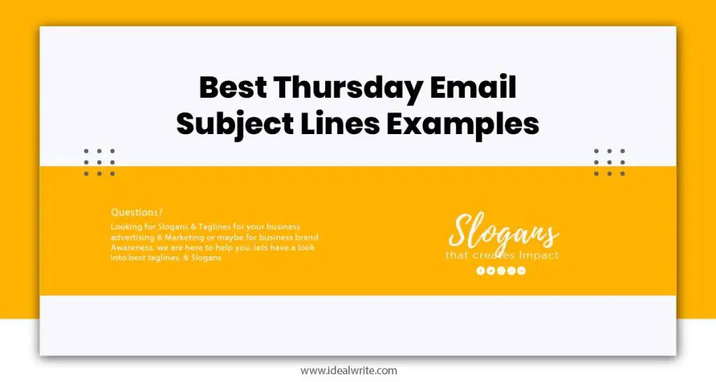Thursday Email Subject Lines Samples