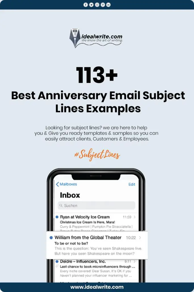 Unique Anniversary Email Subject Lines Samples